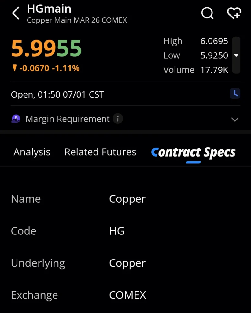 Copper Futures Trading on Webull Singapore